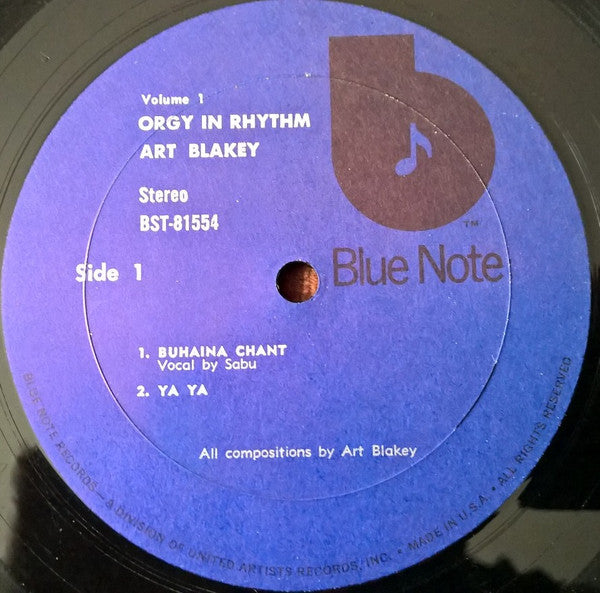 Art Blakey : Orgy In Rhythm - Volume One (LP, Album, RE)