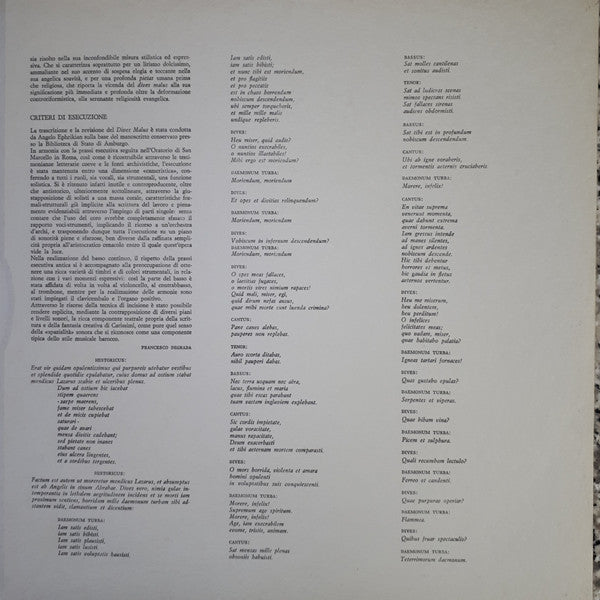 Giacomo Carissimi, Margherita Rinaldi, Rodolfo Farolfi, Luciano Medici, Angelo Ephrikian : Dives Malus (LP, Gat)