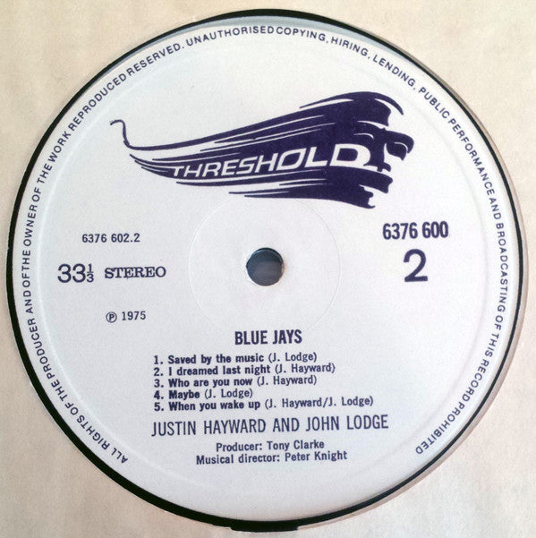 Justin Hayward & John Lodge : Blue Jays (LP, Album, Gat)