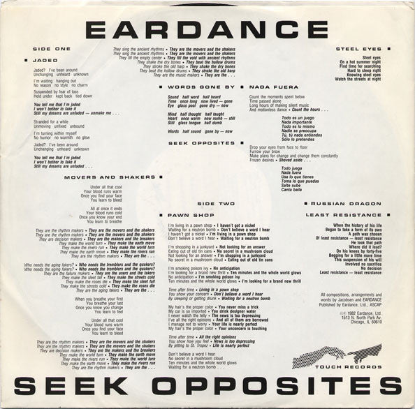 Eardance : Seek Opposites (LP, Album)