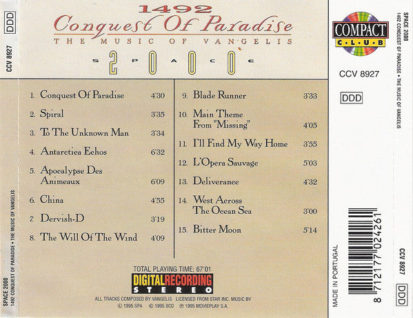 Space 2000 (2) : 1492 Conquest Of Paradise - The Music Of Vangelis (CD, Comp)