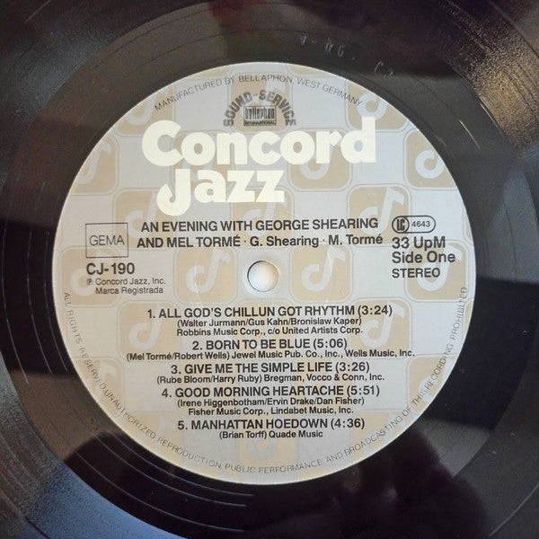George Shearing And Mel Tormé : An Evening With George Shearing And Mel Tormé (LP, Album)