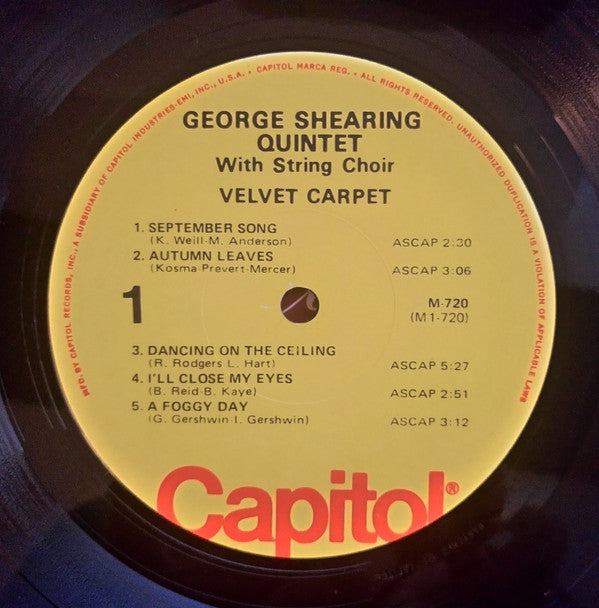 The George Shearing Quintet : Velvet Carpet (LP, Album, Mono, RE)