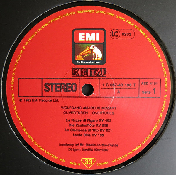 Wolfgang Amadeus Mozart, Sir Neville Marriner, The Academy Of St. Martin-in-the-Fields : Ouvertüren (LP, RE)