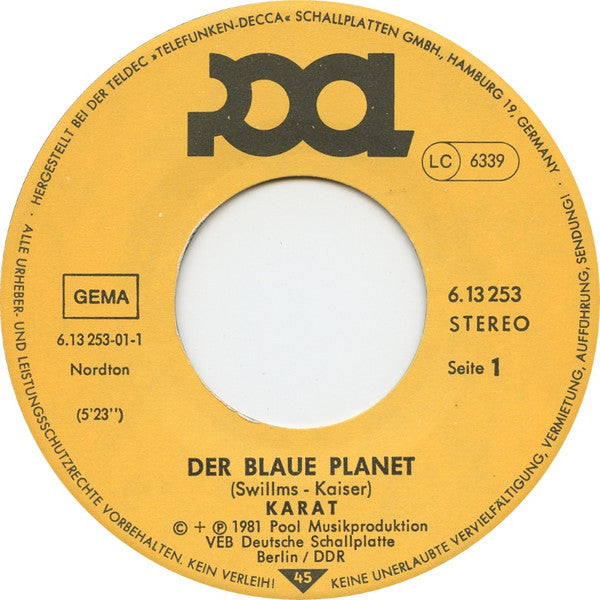 Karat : Der Blaue Planet (7", Single)
