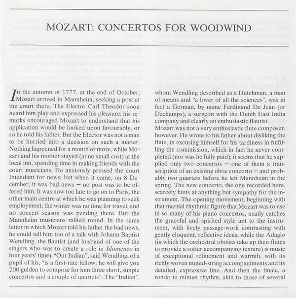 Wolfgang Amadeus Mozart, Seiji Ozawa, Boston Symphony Orchestra, Harold Wright, Karlheinz Zöller, Sherman Walt, Wiener Philharmoniker : Clarinet Concerto . Flute Concerto No.1 . Bassoon Concerto (CD, Album, RM)