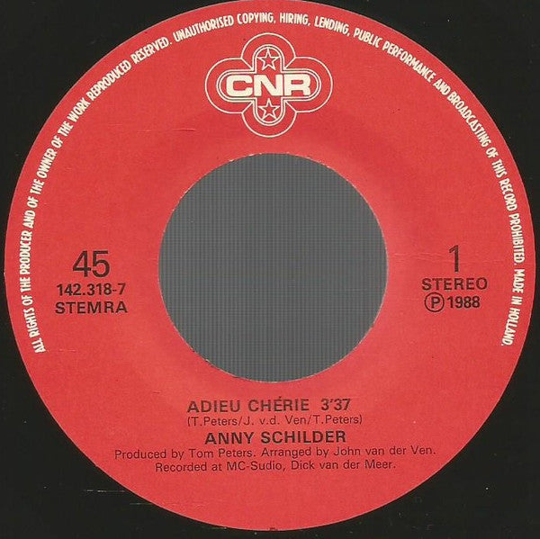 Anny Schilder : Adieu Chérie (7", Single)