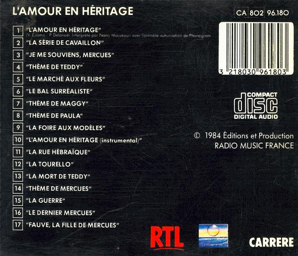 Vladimir Cosma : L'Amour En Héritage (CD, Album)