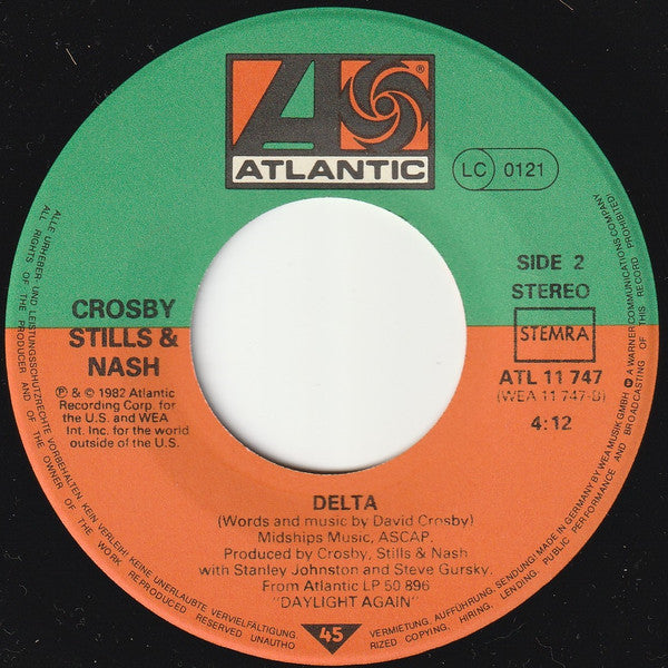 Crosby, Stills & Nash : Wasted On The Way (7", Single)