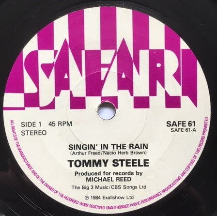 Tommy Steele : Singin' In The Rain (7", Single)