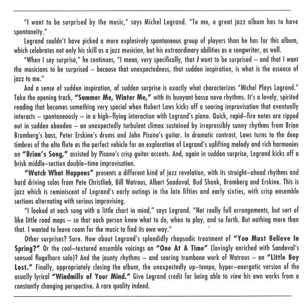 Michel Legrand : Michel Plays Legrand (CD, Album)