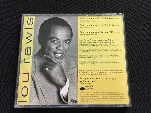 Lou Rawls : It's Supposed To Be Fun (CD, Single, Promo)