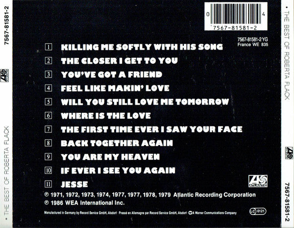Roberta Flack : The Best Of Roberta Flack (CD, Comp, RE, RP)