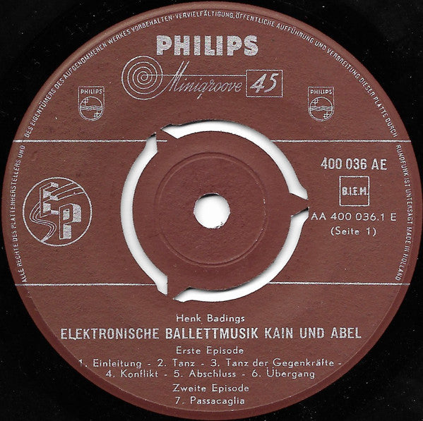 H. Badings* : Electronic Ballet Music "Cain And Abel" (7", Mono)