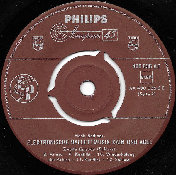 H. Badings* : Electronic Ballet Music "Cain And Abel" (7", Mono)