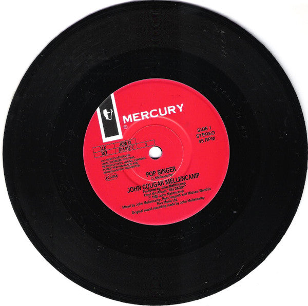 John Cougar Mellencamp : Pop Singer (7", Single, Pap)