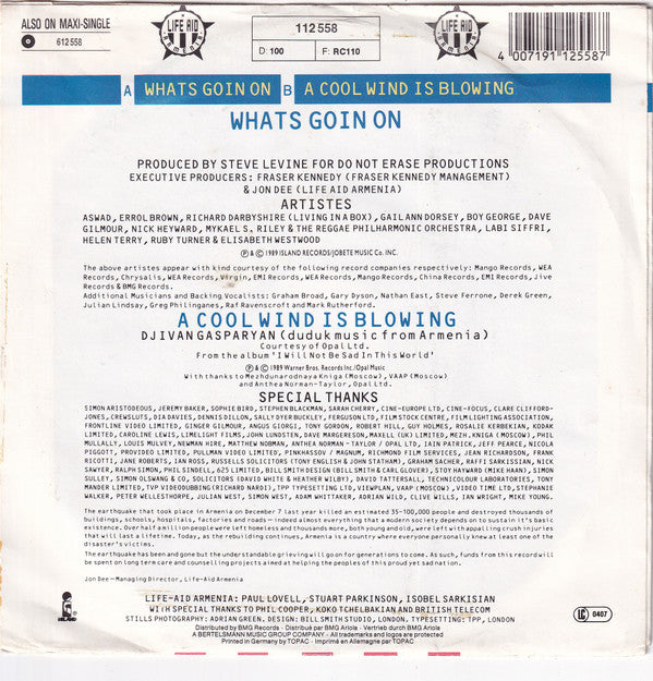 Life Aid Armenia : What's Goin' On (7")