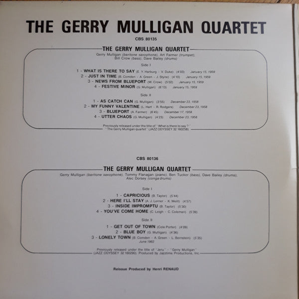 Gerry Mulligan Quartet : My Funny Valentine 1958-1962 (2xLP, Comp, RE)