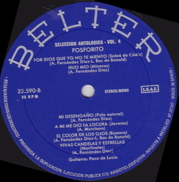 Fosforito : Seleccion Antologica / Vol. 4 (LP, Comp)