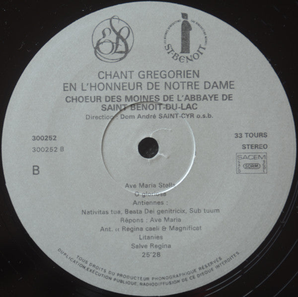 Choeur des Moines de l'Abbaye Saint-Benoît-du-Lac : Fêtes de Notre-Dame (LP, Album)