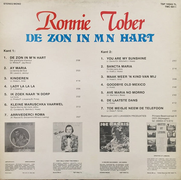 Ronnie Tober : De Zon In M'n Hart (LP, Album, Mono)