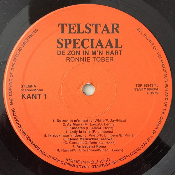 Ronnie Tober : De Zon In M'n Hart (LP, Album, Mono)