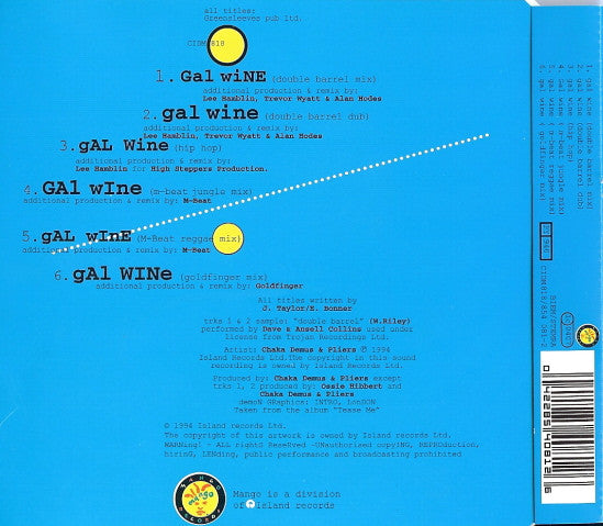 Chaka Demus & Pliers : Gal Wine (CD, Single)