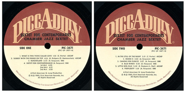 The Chamber Jazz Sextet : Sextet For Contemporaries (LP, Album, Mono)