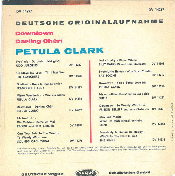 Petula Clark : Downtown (7", Single, 2nd)