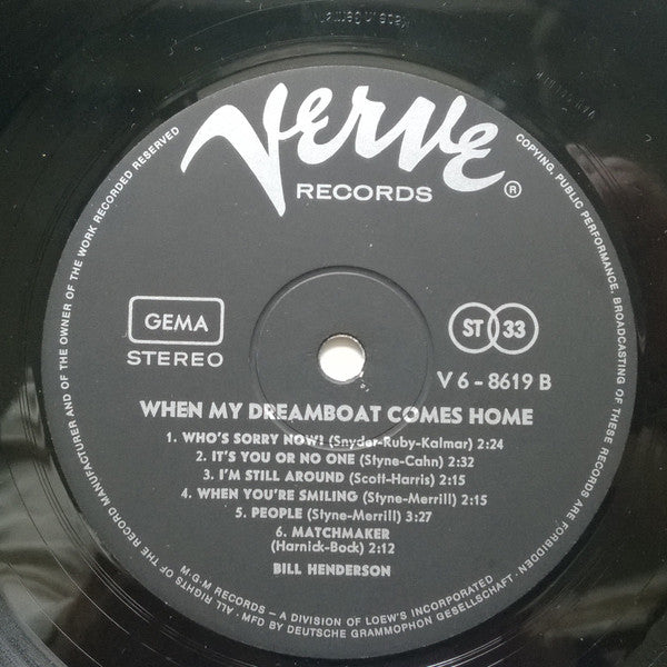 Bill Henderson (3) : When My Dream Boat Comes Home (LP, Album)