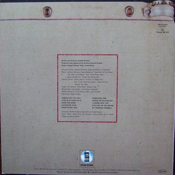 Jackson Browne : Jackson Browne (LP, Album, RE)