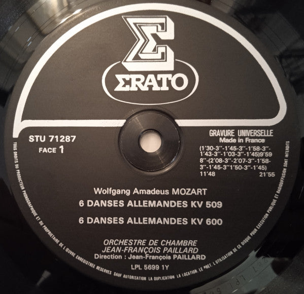 Wolfgang Amadeus Mozart, Orchestre De Chambre Jean-François Paillard, Jean-François Paillard : Deutsche Tänze - Danses allemandes - Dance Tunes KV 509 - 586 - 600 - 605 / Promenade en Traîneau (LP, Album, RE, Gat)