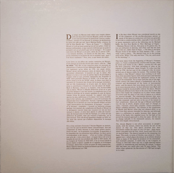 Wolfgang Amadeus Mozart, Orchestre De Chambre Jean-François Paillard, Jean-François Paillard : Deutsche Tänze - Danses allemandes - Dance Tunes KV 509 - 586 - 600 - 605 / Promenade en Traîneau (LP, Album, RE, Gat)