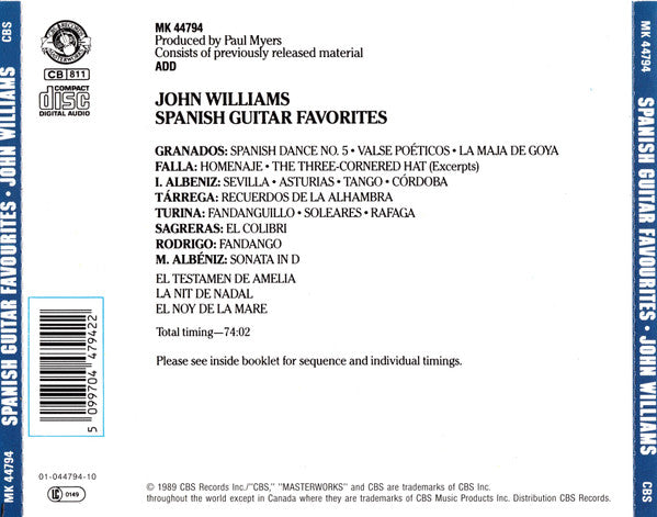 John Williams (7) : Spanish Guitar Favourites (CD, Comp)