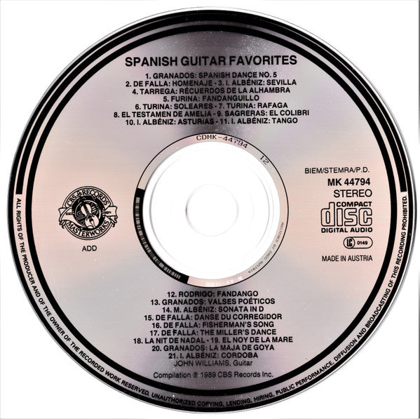 John Williams (7) : Spanish Guitar Favourites (CD, Comp)