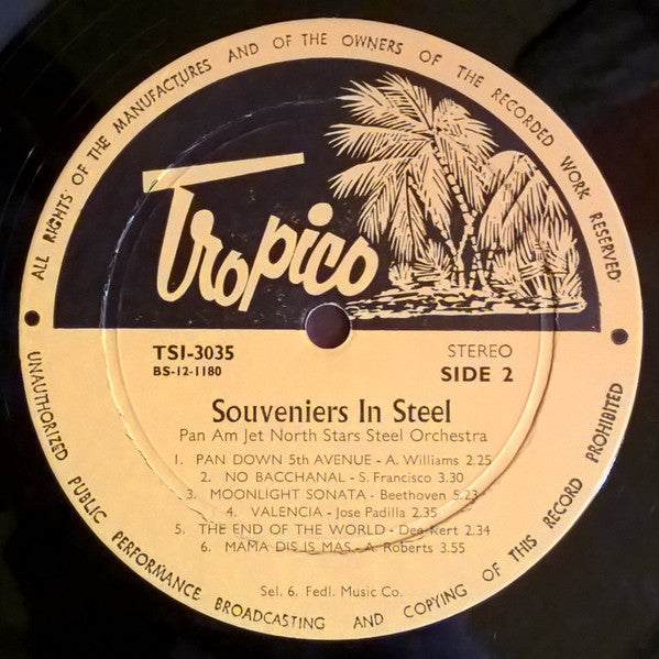 Pan Am Jet North Stars Steelband : Souvenirs In Steel (LP, Album, RE)