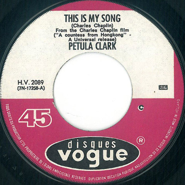 Petula Clark : This Is My Song  (7", Single, Ora)