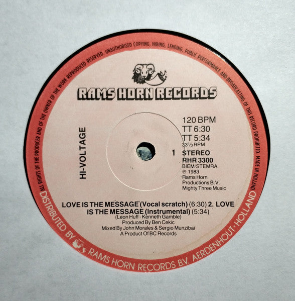 Hi Voltage : Love Is The Message (S.C.R.A.T.C.H.) (12")