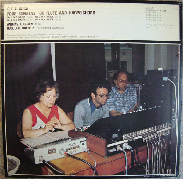 András Adorján, Huguette Dreyfus, Carl Philipp Emanuel Bach : Four Sonatas For Flute And Harpsichord (LP)