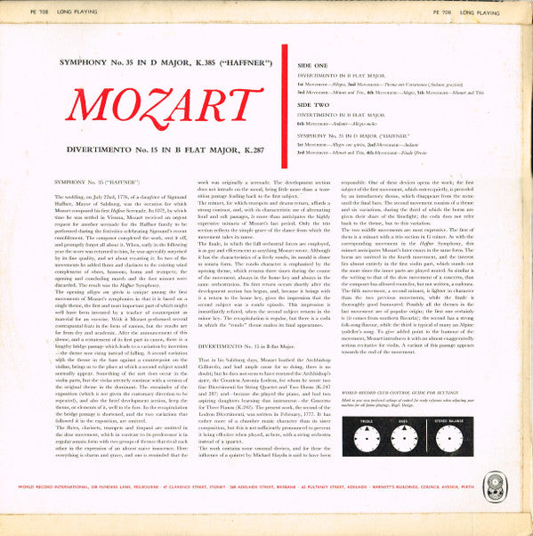 Wolfgang Amadeus Mozart, Herbert von Karajan Conducts Philharmonia Orchestra : Symphony No. 35 In D (K.385) - The Haffner · Divertimento No. 15 In B Flat (K.287) (LP, Album, Mono, Club, RE)
