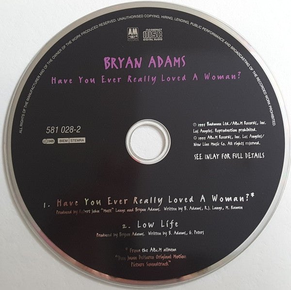 Bryan Adams : Have You Ever Really Loved A Woman? (CD, Single, Car)