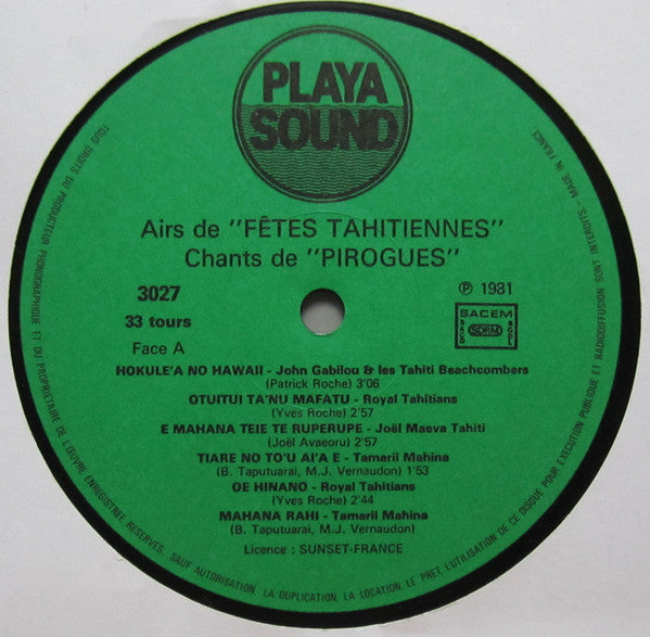 Various : Airs de Fêtes Tahitiennes - Chants de Pirogues (LP)