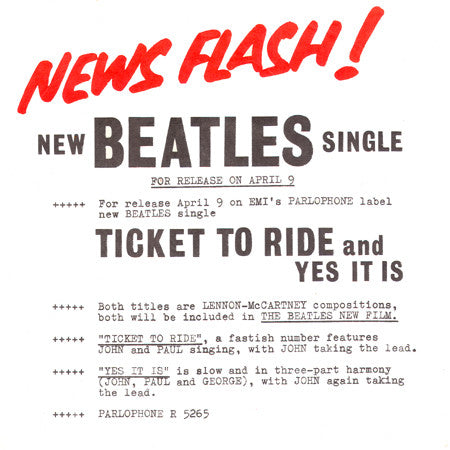 The Beatles : Ticket To Ride (7", Single)