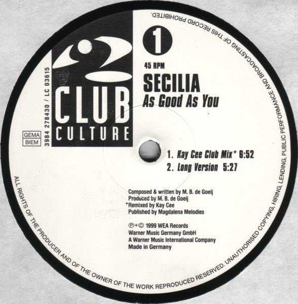 Secilia : As Good As You (12")