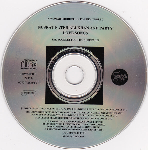 Nusrat Fateh Ali Khan & Party : Love Songs (CD, Album)