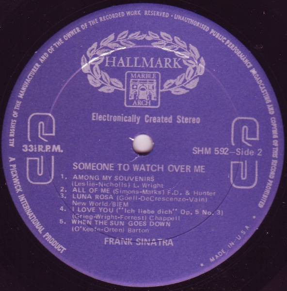 Frank Sinatra : Someone To Watch Over Me (LP, Comp)