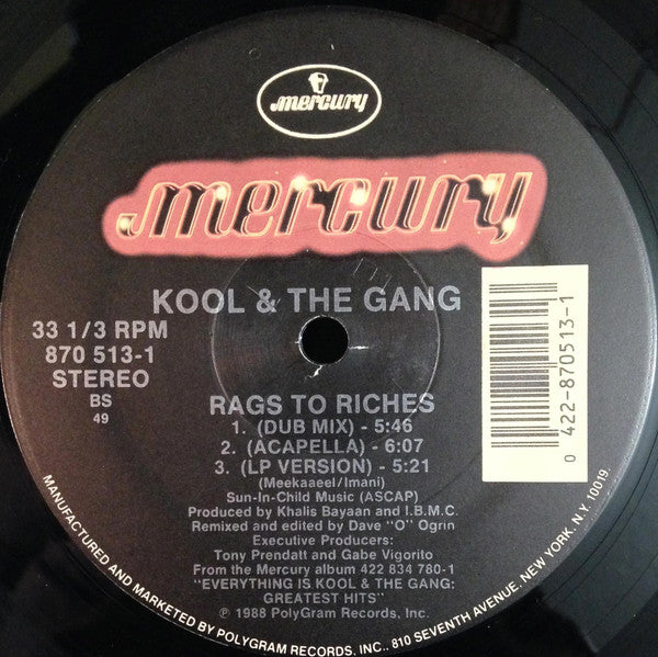 Kool & The Gang : Rags To Riches (12", Single)