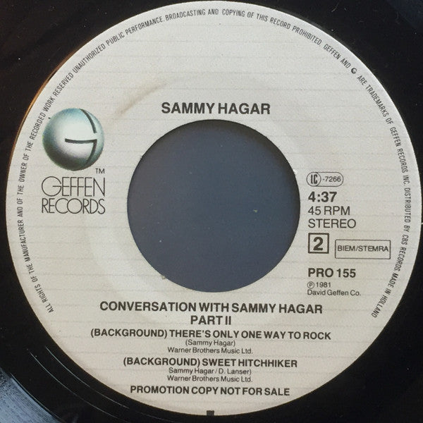 Sammy Hagar : Conversations With Sammy Hagar (7", Single, Promo)