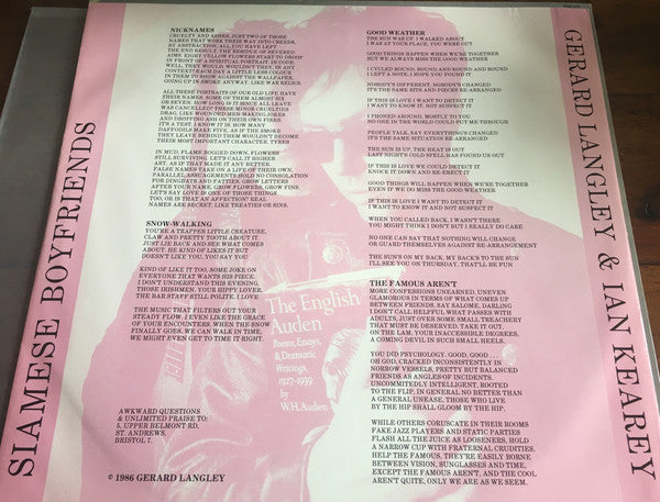Gerard Langley & Ian Kearey : Siamese Boyfriends (12", MiniAlbum)
