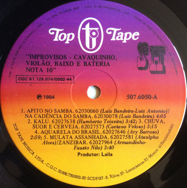 Alceu Maia, Valmar De Amorim*, Mão De Vaca & Arthur Maia : Improvisos - Cavaquinho, Violão, Baixo E Bateria Nota 10 (LP)